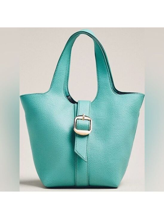 Anthropologie Handbags - Anthropologie Pebbled Mini Bucket Bag Green